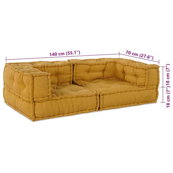 2-sits modulsoffa gul 140x70x36 tyg