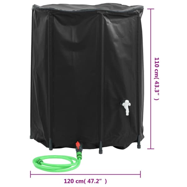 Vattentank med kran vikbar 1250 L PVC