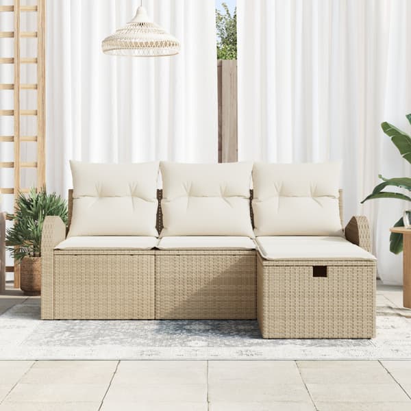 Trädgårdsoffset 4 st Beige konstrotting