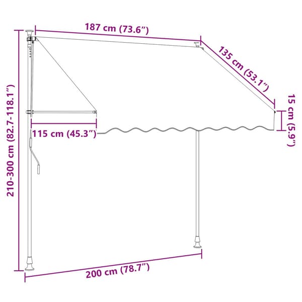 Manuell Utdragbar Markis Svart 200 cm
