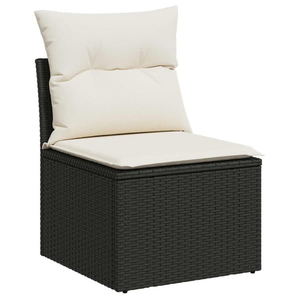 Soffset 7 pcs Svart och krämvit Poly Rattan och stål