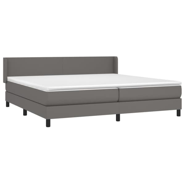 Ramsäng med madrass grå 200x200 cm konstläder