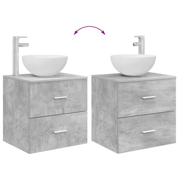 Badrumsmöbelset 2 pcs Betonggrå Konstruerat trä