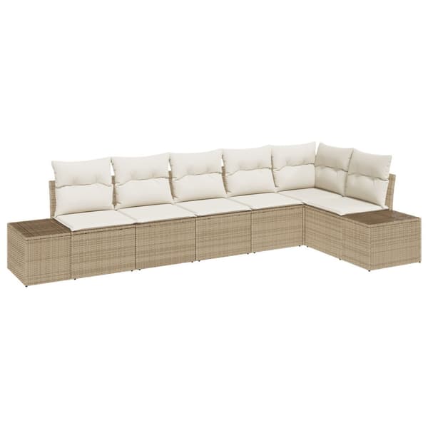 Trädgårdsoffset 6 st Beige och gräddfärgad konstrotting