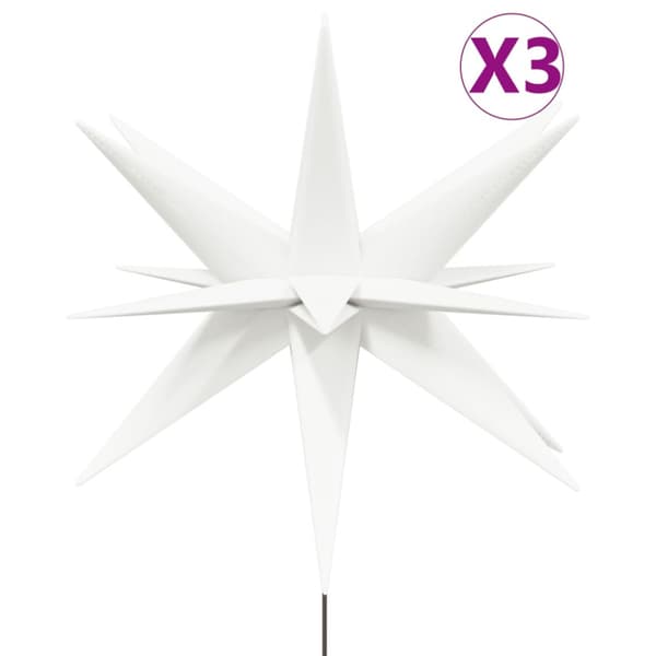 Stjärnor med spett LED 3 st vikbar vit 57 cm