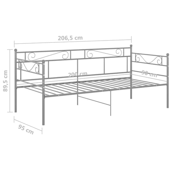 Sängram bäddsoffa grå metall 90x200 cm