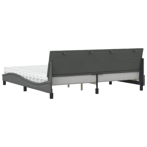 Bed with Mattress "Hanko" Dark Grey 200x200 cm Fabric