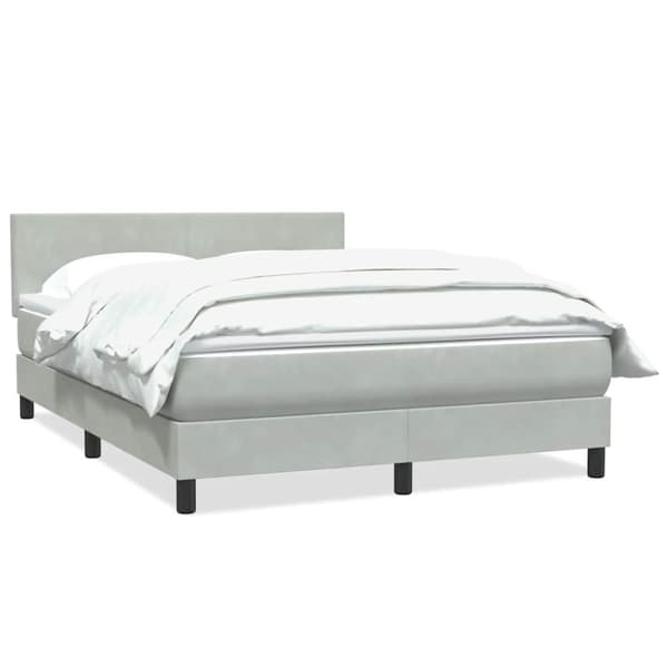 Ramsäng med madrass ljusgrå 160x210 cm sammet
