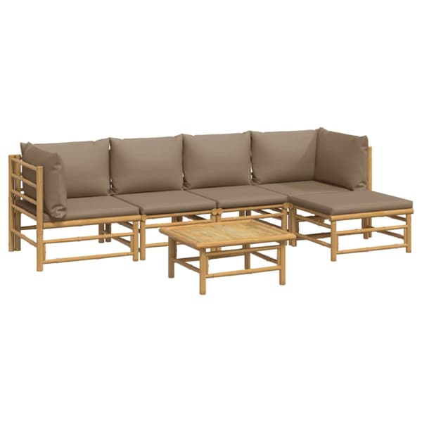 Loungegrupp 6 delar taupe dynor bambu