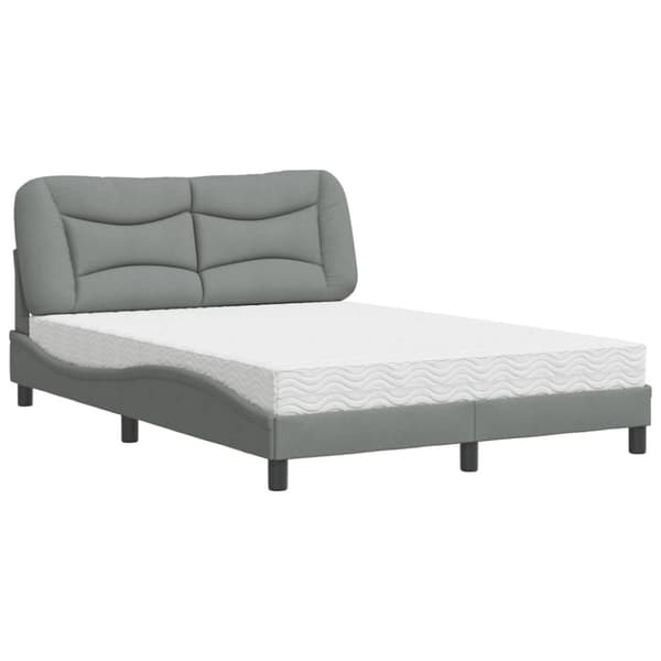 Bed with Mattress "Hvar" Light Grey 120x200 cm Fabric