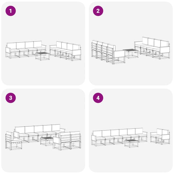 Utomhussoffset med kudde 7 pcs Naturlig och Grädde