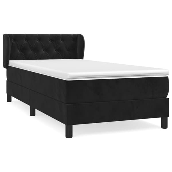 Ramsäng med madrass svart 80x200 cm sammet