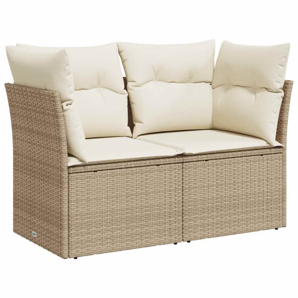 Soffset 5 st Beige och krämvit Poly Rattan och stål