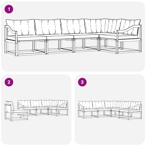 Utomhussoffset med kudde 5 pcs Vit och Beige