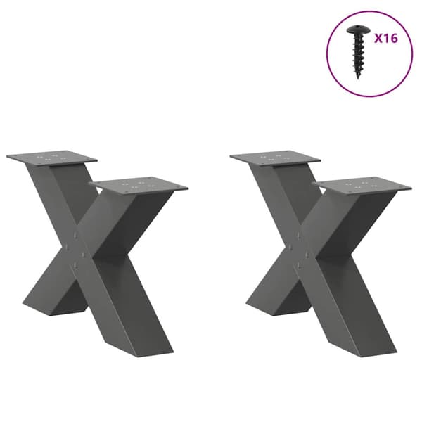 Soffbordsben X-formade 2 st antracit 60x(30-31) cm stål