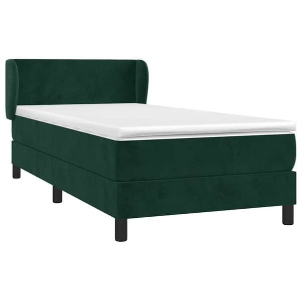 Ramsäng med madrass mörkgrön 90x200 cm sammet