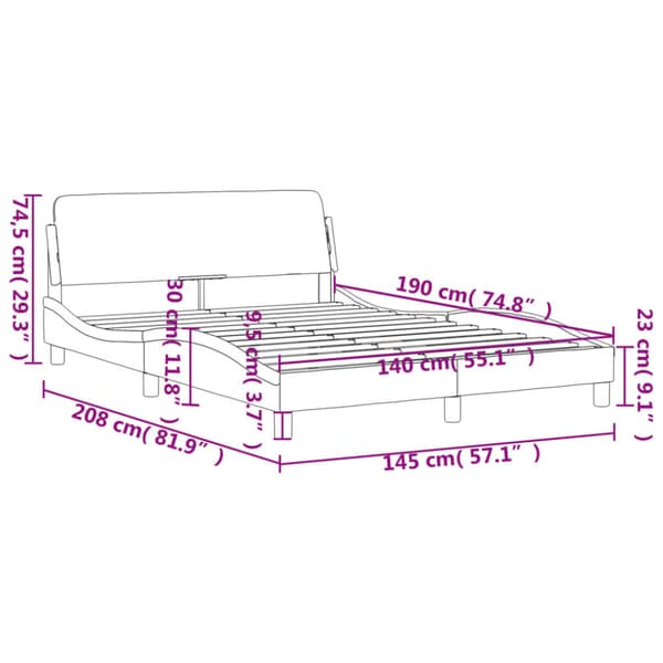 Bed Frame "Dover" Dark Grey 140x190 cm Velvet