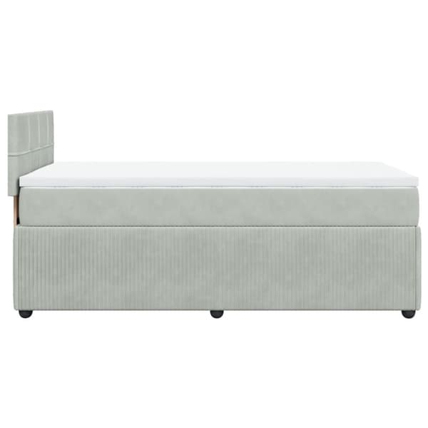 Ramsäng med madrass ljusgrå 90x200 cm sammet