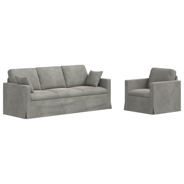 Soffset 2 pcs Ljusgrå 198 x 78 x 80 cm Sammet
