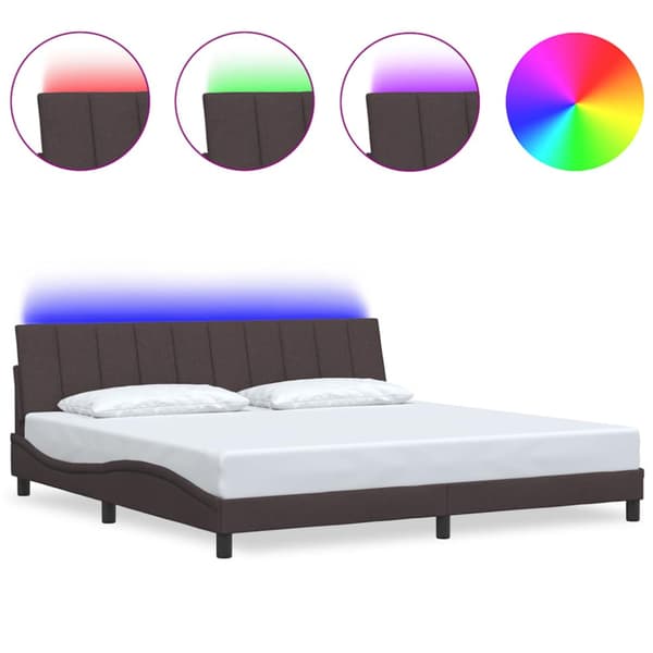 Bed Frame without Mattress "Hanko" Dark Brown 200x200cm Fabric