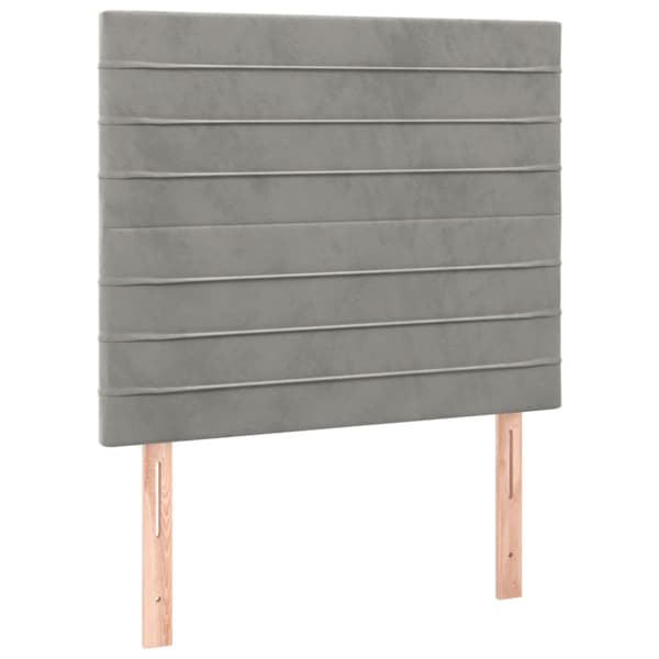 Ramsäng med madrass ljusgrå 90x190 cm sammet