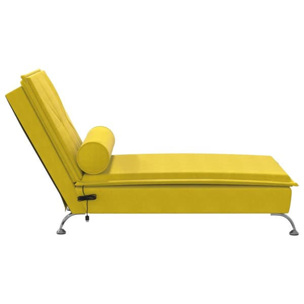 Massageschäslong med bolster gul sammet