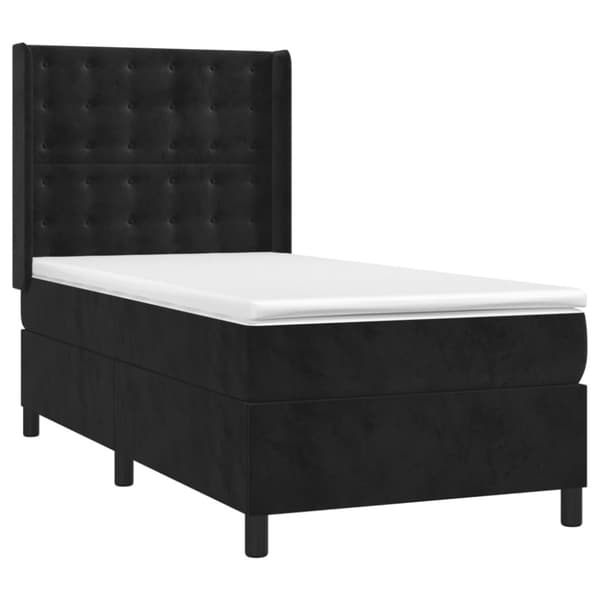 Ramsäng med madrass svart 90x190 cm sammet