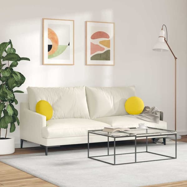 Sittkuddar 2 st Tyg Ljusgul Ø30 x 13 cm