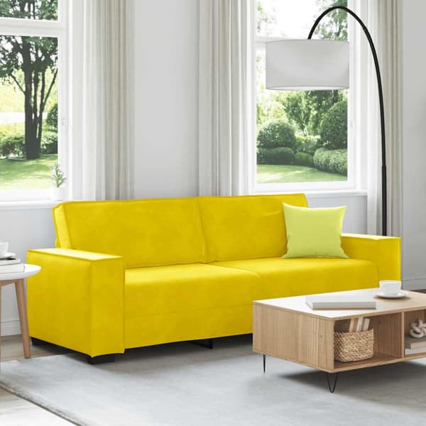 3-sitssoffa gul 220x78x84 cm sammet