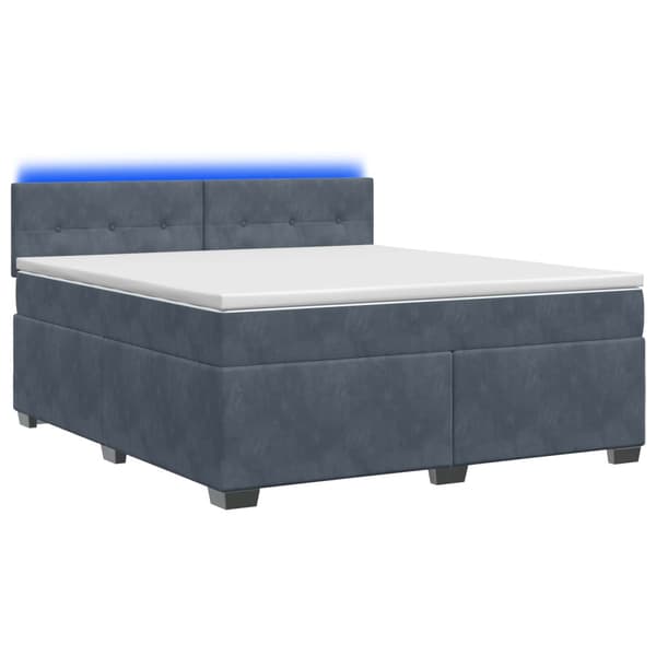 Boxspring säng med madrass och LED Mörkgrå 180 x 200 cm Sammet