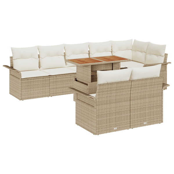 Trädgårdsoffset med lagring 9 pcs Beige Poly rattan