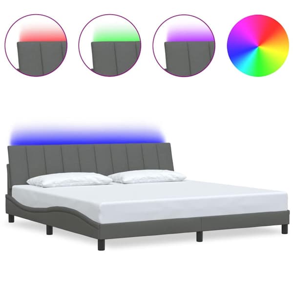 Bed Frame without Mattress "Hanko" Dark Grey 200x200cm Fabric