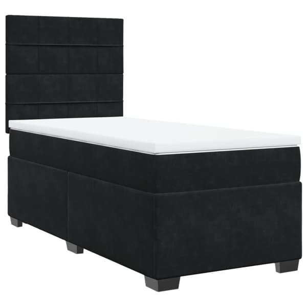 Ramsäng med madrass svart 100x200 cm sammet
