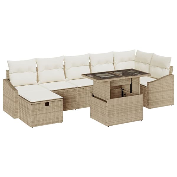 Trädgårdsoffset 8 pcs Beige konstrotting