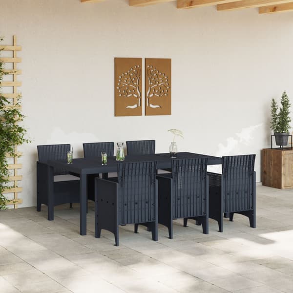 Trädgårdsmöbelset 7 pcs Antracit Polypropylen