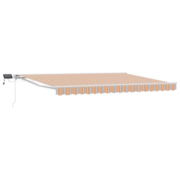 Manuell markisram med LED-lampor Blå, Orange, Vit 4 × 3,5 m