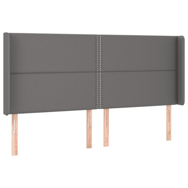 Ramsäng med madrass & LED grå 200x200 cm konstläder
