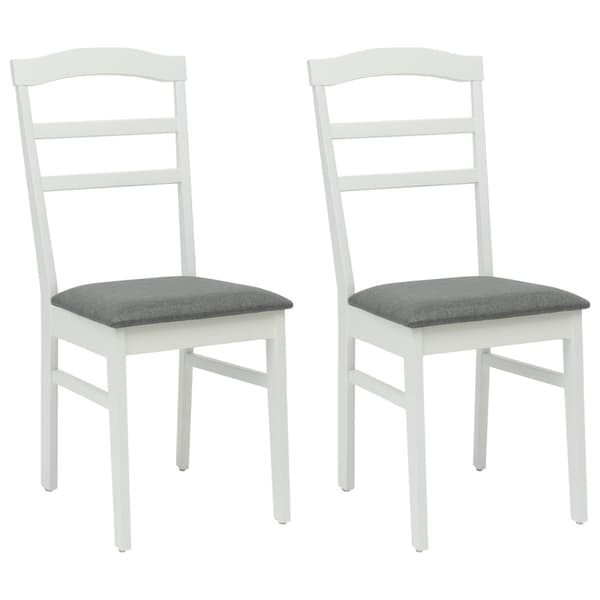 Matstol 2 pcs Vitt och Grått Massiv Gummiträ