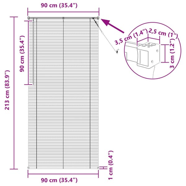 Persienn Vit 213 x 90 cm PVC