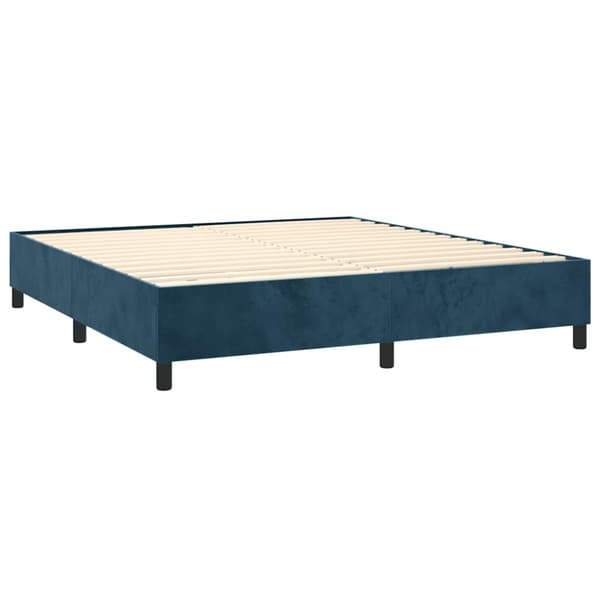 Ramsäng med madrass mörkblå 200x200 cm sammet