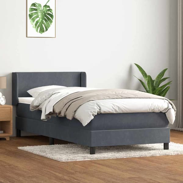Ramsäng med madrass mörkgrå 80x210 cm sammet