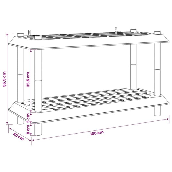 Hyllsystem 2 nivåer 100 x 40 x 55,5 cm PP Brun