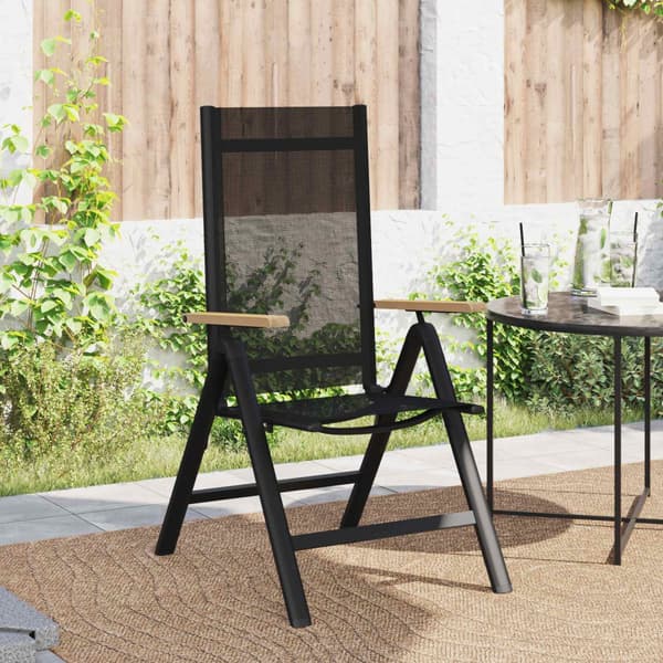 Fällbara trädgårdsstolar 2 pcs Svart 58 x 73 x 111,5 cm