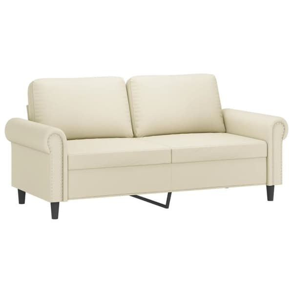 2-sits soffa med prydnadskuddar gräddvit 140 cm konstläder