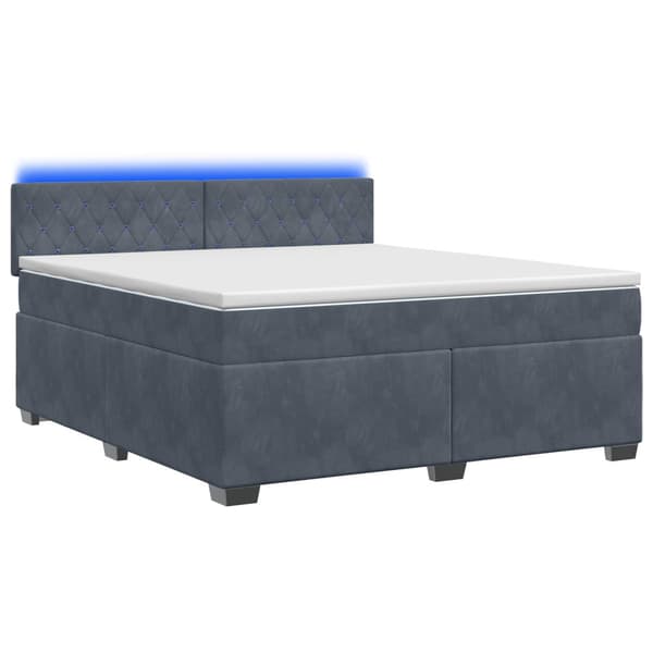 Boxspring säng med madrass och LED Mörkgrå 140 x 200 cm Sammet