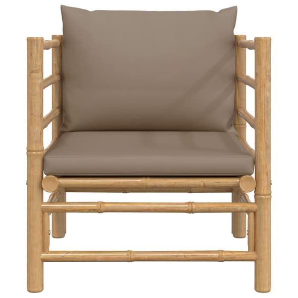 Soffa för trädgården med taupe dynor bambu