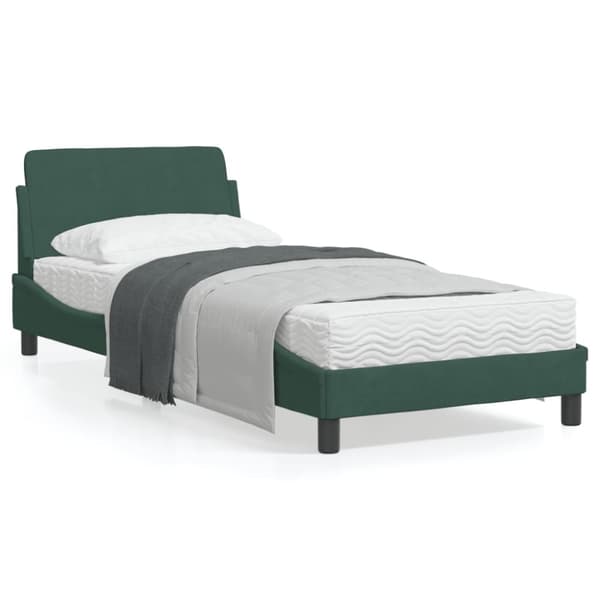 Bed Frame "Dover" Dark Green 90x190 cm Velvet