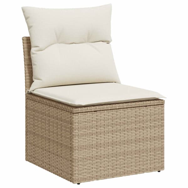 Soffset 5 st Beige och krämvit Poly Rattan och stål