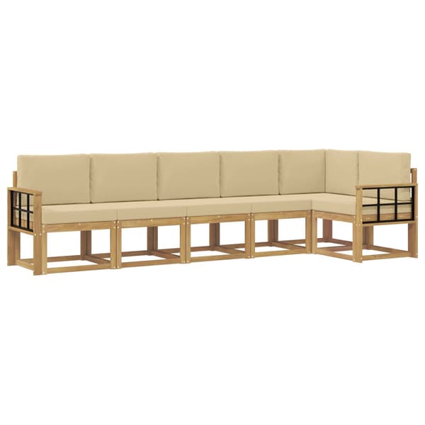 Utomhussoffset med kudde 6 pcs Vit och Beige Polyester
