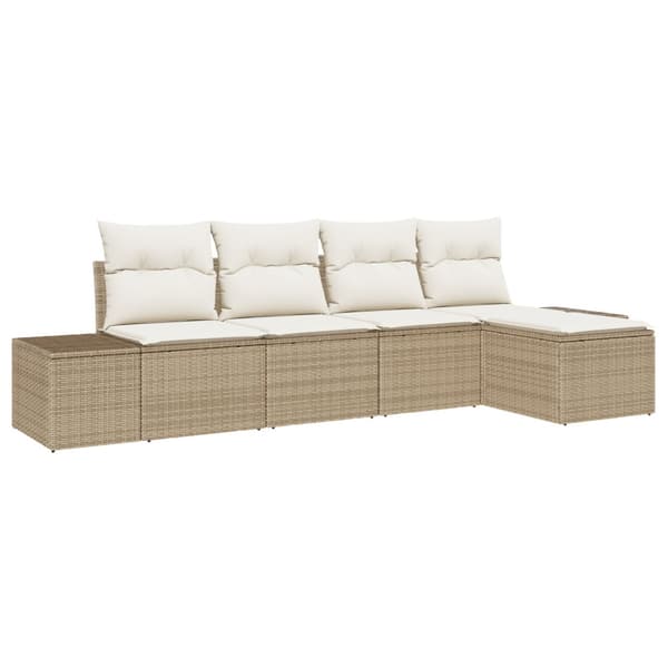 Trädgårdsoffset 5 pcs Beige och gräddfärgad konstrotting